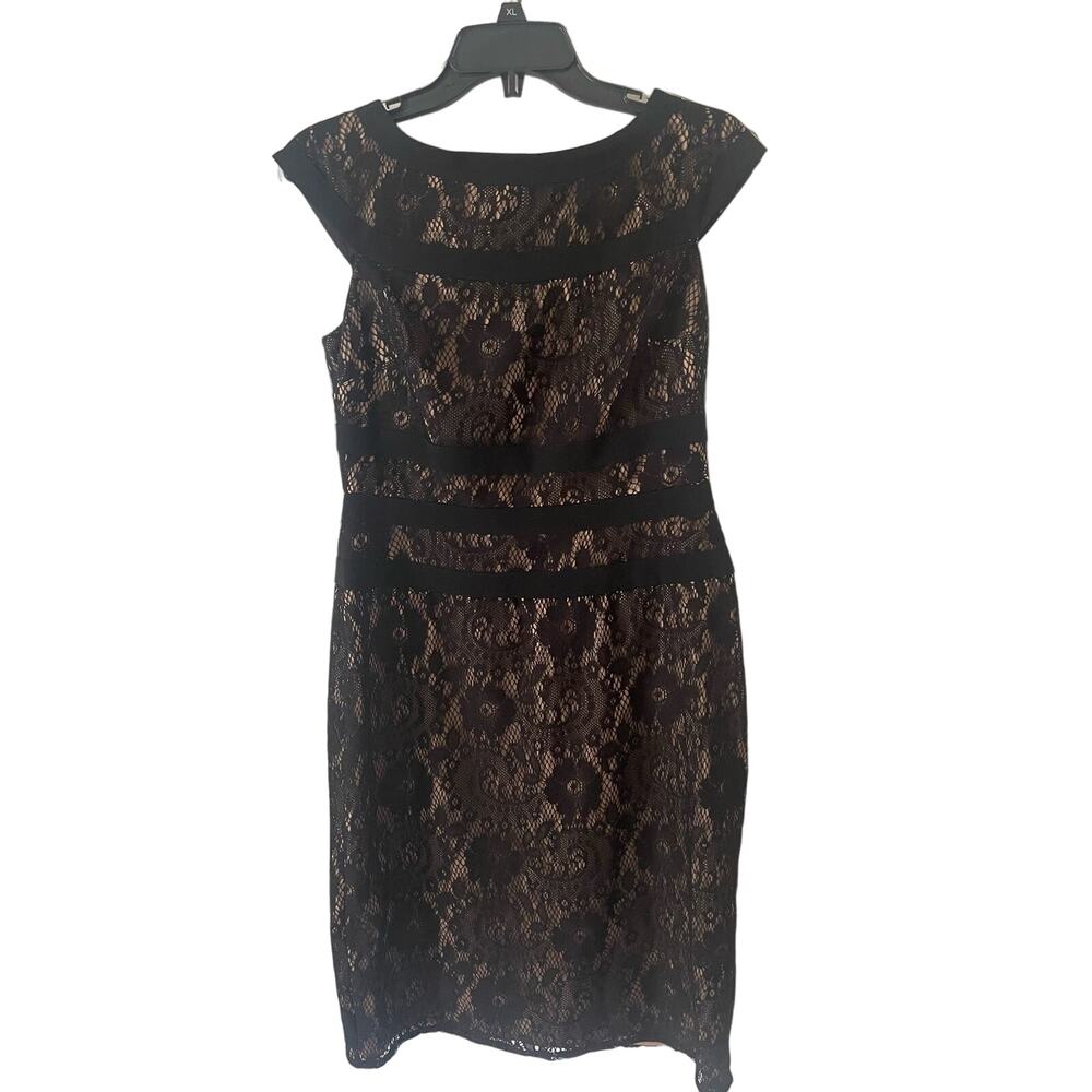 Adrianna Papell black lace illusion dress, Size 8, $32, B53